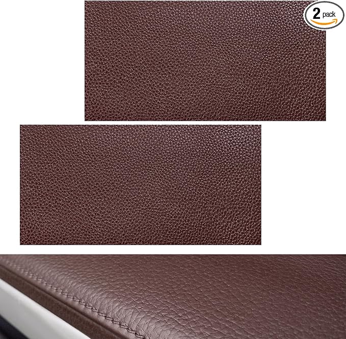 2 PCS PU Leather Patch for Car Seat Repair, 8 × 4 Inch Waterproof Auto Upholstery Cuttable Patches, Self-Adhesive Seat Leather Tape Portable Repair Kit for Vehicles (Dark Coffee)