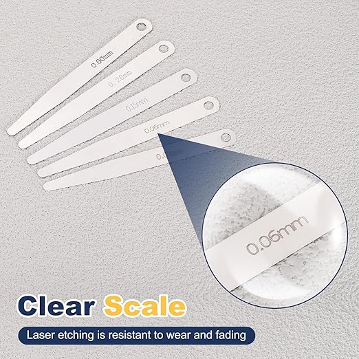 HARFINGTON 3pcs Metric Thickness Feeler Gauge 0.25mm Single Blade Oval Feeler Gauge 3CR-13 Stainless Steel Gap Measuring Tool for Repair Valve Guitar Spark Plug