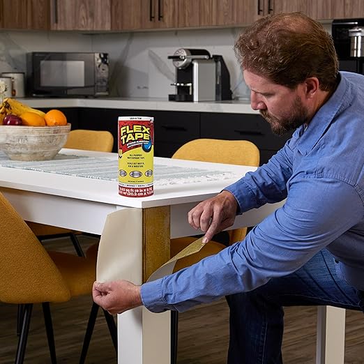 Flex Tape, Original Thick Flexible Rubberized Waterproof Tape - Seal and Patch Leaks, Works Underwater, Indoor Outdoor - Home RV Roof Plumbing and Pool Repairs, White, 12 in x 10 ft, Pack of 2