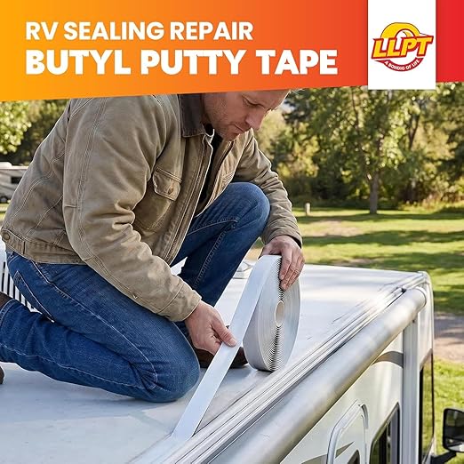 LLPT Butyl Tape White 1/2 Inch x 33Ft Tight Seal for Leak Proof EPDM RV Repair Window Glass Boat Sealing Roof Pipe Patching(WST053)