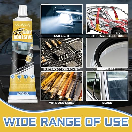 Window Sealant Black Silicone Sealant Water-Repellent Durable Sturdy, High Temperature Versatile Sealing Windscreen Sealant for Car Headlights, Rubber Seals (Yellow)