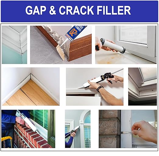 Waterproof Siliconized Acrylic Latex Caulk White, 2PCs x 17.6oz, Silicone Sealant Acrylic, PAINTABLE Crack Proof Door, Window Frame Sealant, Ideal for Filling Cracks & Gaps, Bathroom, Kitchen
