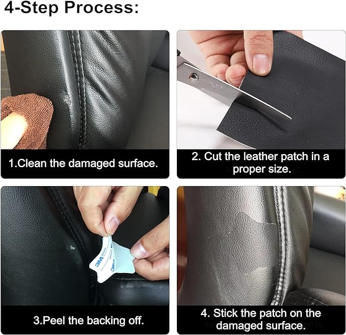ILOFRI Leather Repair Patch Tape 60x17 inch, Durable Self Adhesive Leather and Vinyl Repair Tape Large Size for Couch, Car Seat, Boat Seats, Furniture, Upholstery, Sofa, Chair - Dark Red