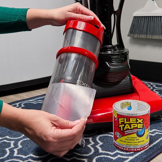 Flex Tape, Original Thick Flexible Rubberized Waterproof Tape - Seal and Patch Leaks, Works Underwater, Indoor Outdoor - Home RV Roof Plumbing and Pool Repairs, Clear, 8 in x 5 ft, Pack of 1