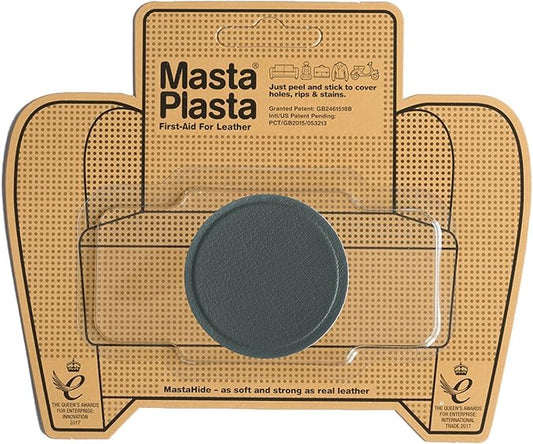 MastaPlasta Premium Leather Repair Patch – 2 Inch Gray Circle – Self‑Adhesive, Upholstery‑Grade, Ready‑to‑Use. Your Professional DIY Repair for Couches, Car Interiors, Bags and More