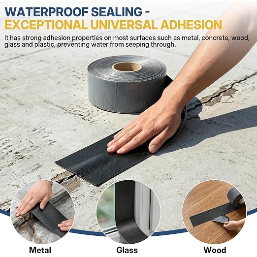32.8ft X 4in EPDM Rubber Roofing Seam Tape, Self Adhesive Butyl Sealant Tape Waterproof Sealing Tape for Roof Patch & Repair, Peel and Stick Roofing Patch for RV, Pipe, Window Sill, Boat Sealing