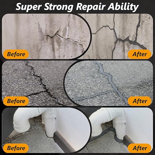 Concrete Crack Filler,1 LB High Elasticity Cement Crack Filler,Self-Leveling Quick-Drying & Waterproof Concrete Caulk,Concrete Repair for Driveway,Walkway,Patio,Joint,Indoor and Outdoor,Grey (16oz)
