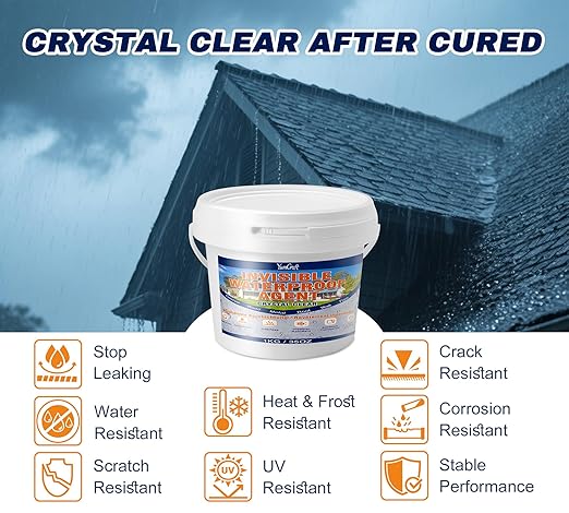 35oz Liquid Waterproof Sealant, Transparent Invisible Waterproof Coating, Water-Based Anti-Leak Repair Adhesive for Roofs, Walls, Bathroom, Windows, Kitchen, Garden, Indoor & Outdoor