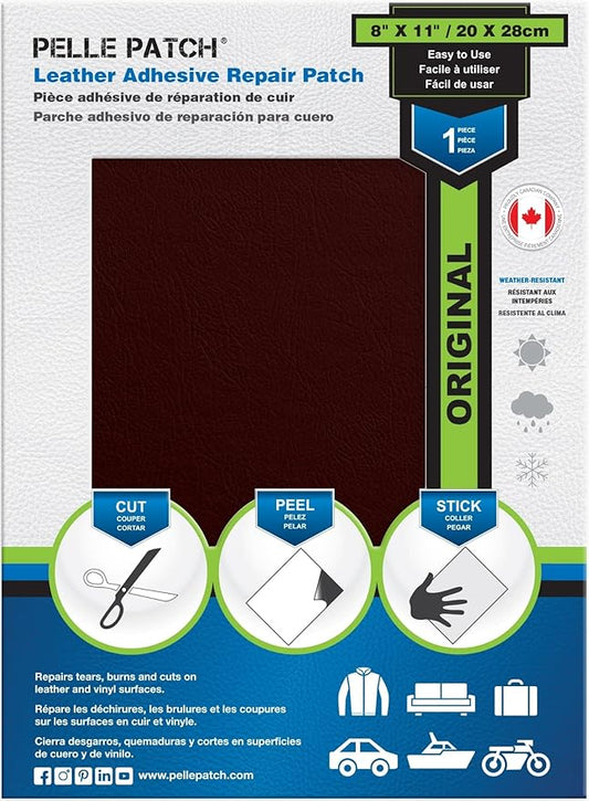 Leather Patch Tape for Furniture - 25 Colors Available - Original 8x11 - Burgundy