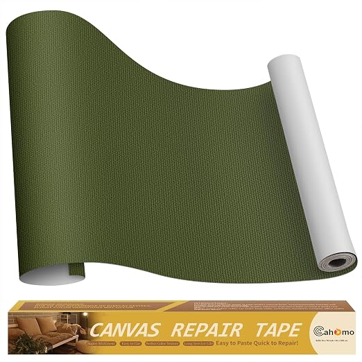 Canvas Repair Tape 16x79 inch, Self Adhesive Fabric Patches, Couch Repair Patch Kit, Fabric Repair Tape for Furniture, Sofas, Carpet, DIY, Headboards, Chairs, Pillows, Canvas Goods - Army Green