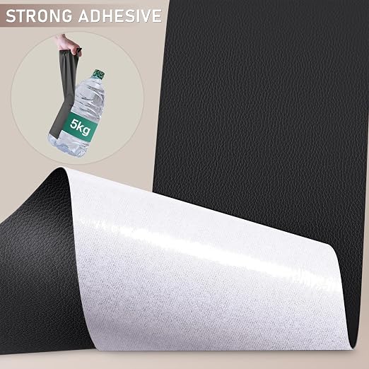 Self Adhesive Leather Repair Patch Kit, 4" x 63" Large Vinyl Leather Repair Tape for Furniture, Car Seat, Couch, Sofa, Chair Black