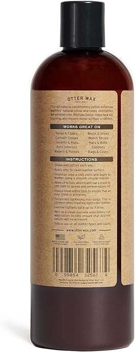 Otter Wax Leather Cleaner & Conditioner | All-Natural Conditioning Oil for Boots, Furniture Auto Seats Jackets Shoes & Bags