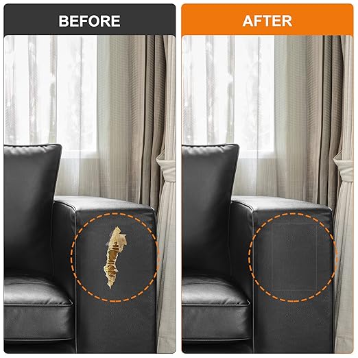 Cahomo Self-Adhesive Leather Repair Patches Tape for Couches - 8x11 inch, Vinyl & Leather Repair Kit for Furniture, Car Seats, Handbags, Jackets - Black
