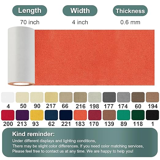 Linen Canvas Repair Tape, 4×63 Inches Orange Waterproof Self-Adhesive Patch for Outdoor Gear, Durable Fabric Tape for Boat Covers, Couch,Tents, Sofas, Sun Shades, Awnings, and Lounge Chairs