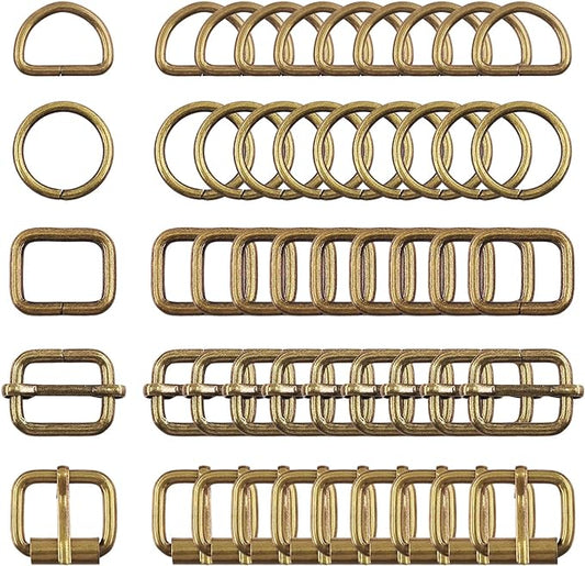 Swpeet 5 Style Metal Buckles - Adjustable Slide, D Ring, Circular Ring