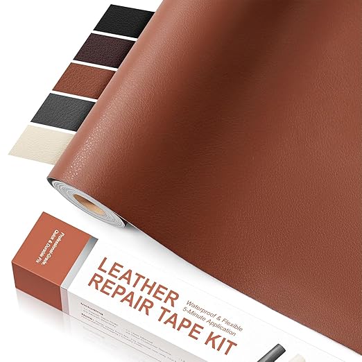 Leather Repair Tape, self-Adhesive Leather Repair Patch, for car seat Repair, Suitable for Sofas, Furniture, Seats, Strong Adhesive Leather Repair Tape (Brown, 15.7 x 59in)