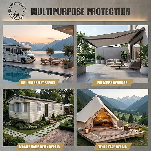 Frienda 6 Inch x 66 Feet RV Underbelly Tape Rv Underbelly Material Corrugated Waterproof Flex Belly Tape Thick Adhesive Patch Sealing Mobile Home Camper Travel Trailer Tear Repair (2 Pack)