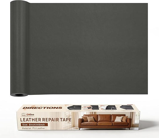 ONine Leather Repair Tape,Self Adhesive Leather Repair Patch,Leather Patches for Furniture,Sofa,Car Seats,Office Chair. Vinyl Repair Kit 8x48in(Gray)