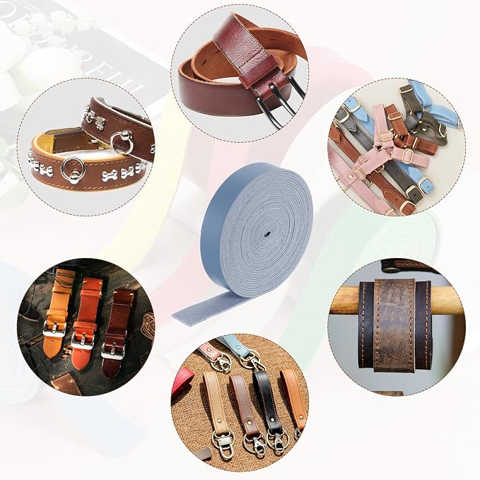 MECCANIXITY Faux Leather Strap, 1" Width x 197" Long Grained Leather Belt Strip Trim Roll for DIY Craft Projects, Pet Collars, Traction Ropes, Bag Straps, Hobby Workshop (Blue)