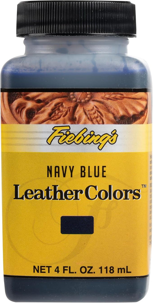 Fiebing's LeatherColors (4 Fl Oz, Navy Blue) - Leather Dye for Natural Leather - Water-Based, Non-Flammable Formula - Permanent & Penetrating Color for Shoes, Boots, Furniture - Safe for Institutions