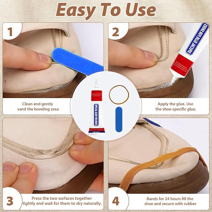 AACGIN 10pcs Sewing Awl Kit with Shoe Repair Adhesive, Professional Leathercraft Sewing Tool with Waxed Thread for Shoes, Leather Bags & Thick Fabric DIY
