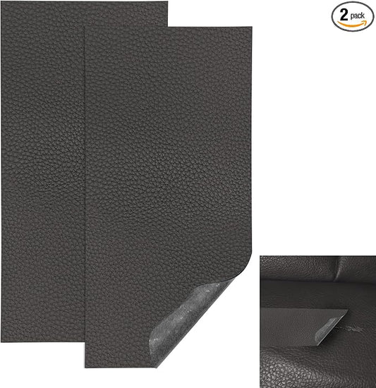 2PCS Vinyl and Leather Repair Kit, Leather Car Seat Repair Kit, 4 x 8 Inch Self Adhesive Waterproof Automotive Seat Patch, Car Fabric Sofa Vinyl Tape for Vehicles, Couches, Furniture (Gray)