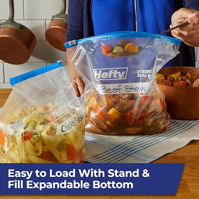 Hefty Slider Freezer Storage Bags, Gallon Size, 25 Count (Pack of 9), 225 Total
