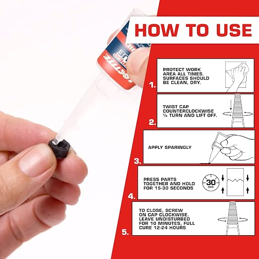 Loctite Super Glue Liquid Longneck Bottle, 10g Bottle (Pack of 1) Instant Adhesive for Plastic, Wood & Metal, Clear Superglue with Extra Long Precision Nozzle, Quick‑Dry Formula