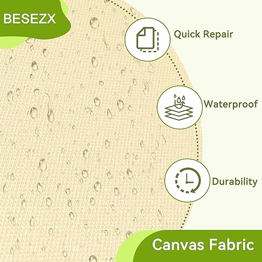 Besezx Canvas Repair Tape,Outdoor Gear Patch, 3x79 Inches,Waterproof Self-Adhesive Fabric Repair Tape for Repairing Boat Covers,Sun Shades,Sofas,Tents,Lounge Chairs,Awnings (Grey)