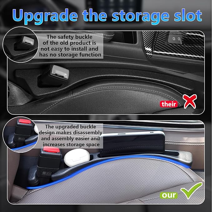 【Compatible with Toyota Camry】 Seat Gap Filler，No Drop Seat Guard Compatible with Toyota Camry,Drop Seat Guards for Cars(2Pcs),Emergency Keychain Car Escape Tool(2Pcs)