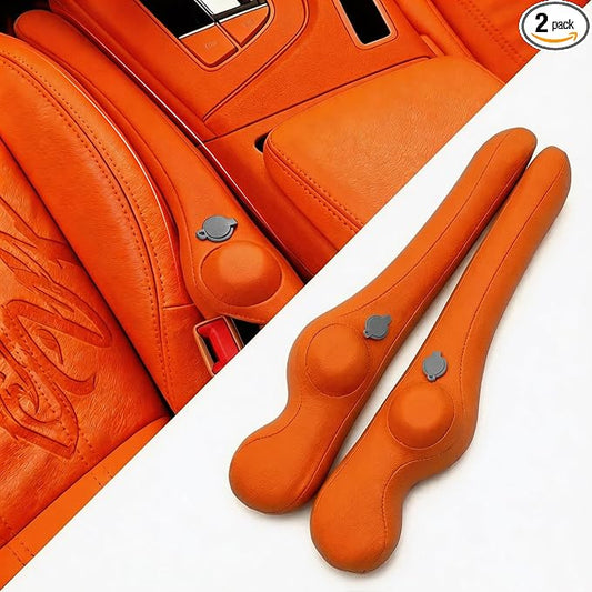 Inflatable Car Seat Gap Filler Strip - 2Pcs Leather Foldable Seat Gap Plug Blocker,Stop Dropping Items,Soft Interior Accessories for All Cars (Orange)