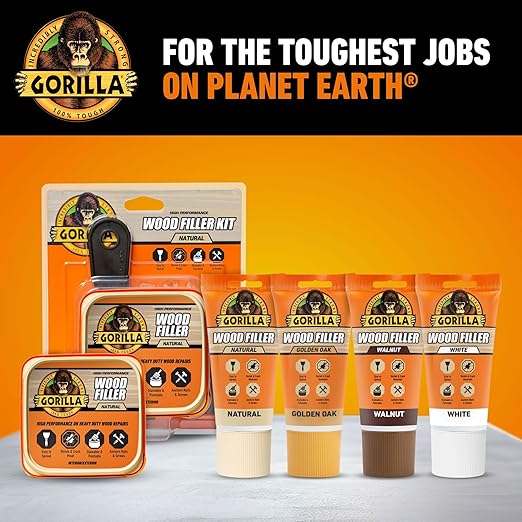 Gorilla All Purpose Wood Filler Wood Repair Kit with Putty Knife and Sanding Block
