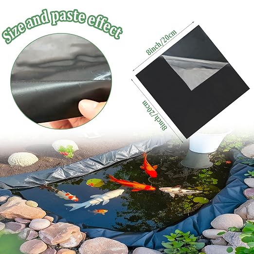 Pond Liner Seam Tape Single Sided, Waterproof Pond Repair Kit Butyl Rubber for EPDM PVC Outdoor Pond Liner Leak Repair Long-Lasting Easy to Apply