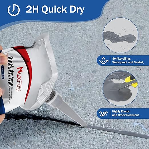 Concrete Crack Sealant, Premium Concrete Crack Filler, Weather-Resistant Caulking Glue,Quick-Drying & Waterproof Repair Adhesive for Slabs, Driveways, Sidewalks (2-Pack)
