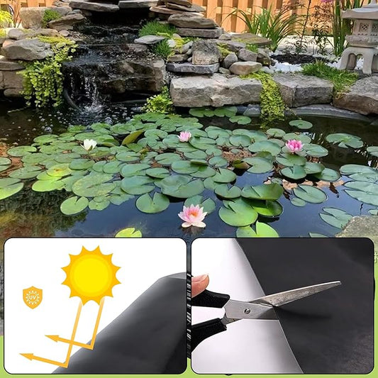 Adroiteet 16 x 16 FT Pond Liner, 20 Mil Fish Pond HDPE Liner, Pond Liners for Outdoor Ponds, Koi Ponds, Garden Fountain, Waterfall