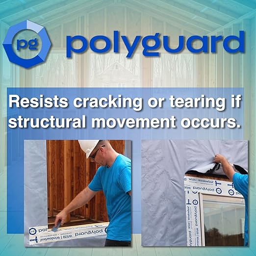 POLYGUARD WindowSeal Window and Door Flashing Tape, 6 in x 100 ft Roll, 20 mil Thick, Self-Sealing & Self-Adhering Waterproof Barrier