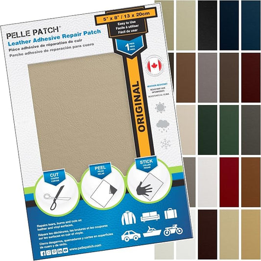 Leather Tear Repair - 25 Colors Available - Original 5x8 - Beige