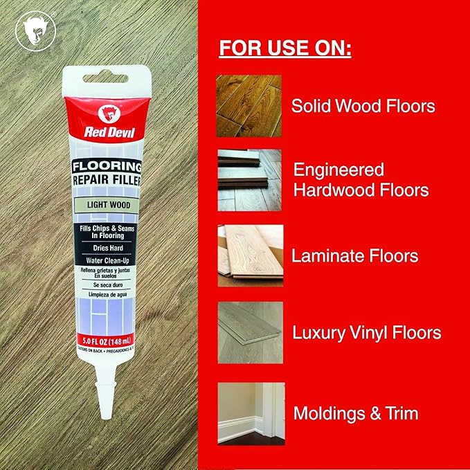 Red Devil 056020 Flooring Repair Filler, 5 oz., Light Wood, 4 Pack