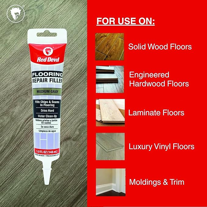 Red Devil 056050 Flooring Repair Filler, 5 oz., Medium Gray, 1 Pack