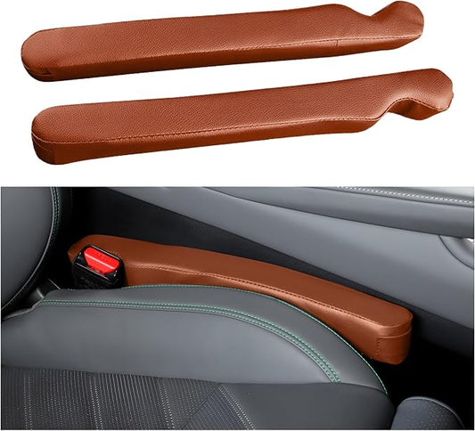 Car Seat Gap Filler, 2PCS Soft Foam Leather Vehicle Seat Crevice Blocker Stop Things from Dropping, Automotive No Drop Plug Guard Gap Stopper, Universal for Truck SUV RV (Orange)