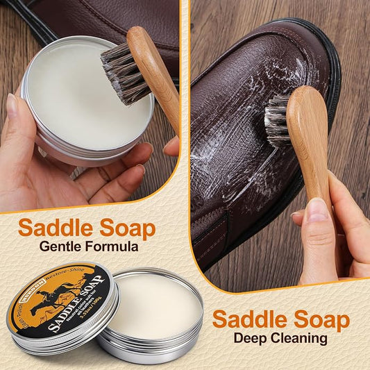 Nuroon Leather Boots Care Kit- Leather Cleaner Boots Shoes Cleaning Kit, Saddle Soap,Mink Oil and Wax Waterproofer
