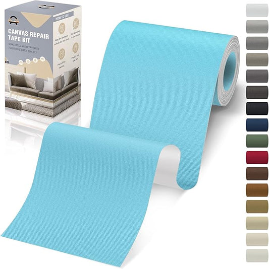 OAZ 4 x 79 inch Canvas Repair Patches Fabric Patch Self-Adhesive Canvas Repair Tape Waterproof Outdoor Gear Patch Kit for Boat Cover Awning Sofa Chair Couch Tent Bag (Blue)