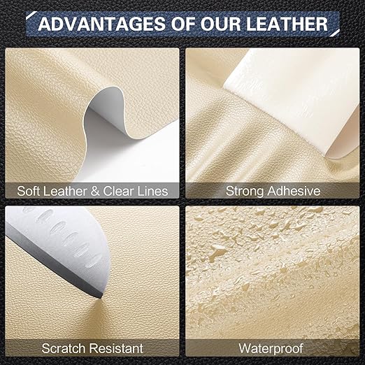 OAZ Leather Repair Kit for Furniture 16"x 31.5" Leather Tape Repair Patch Self Adhesive Sofa Vinyl Repair Patch Kit for Car Seat,Couch,Boat Seat,Chair - Beige Yellow