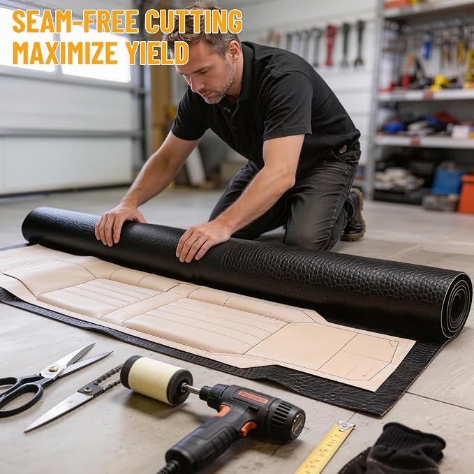 Self-Adhesive Marine Vinyl Faux Leather: Meneng 2 Yard Roll Heavy Duty Boat Seat Vinyl - Waterproof & Scratch-Resistant for Marine Upholstery - Leather Repair Patch for Furniture Sofa Couch