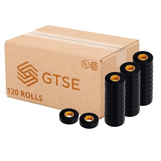 GTSE Black Electrical Tape, 120 Rolls Bulk Box – Waterproof, Industrial Grade Vinyl, 3/4 in x 66ft– Strong Self-Adhesive PVC Electric Tape for Wire Insulation, 7 Mil, 600V – UL/CSA Listed