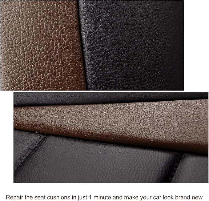 2 PCS PU Leather Patch for Car Seat Repair, 8 × 4 Inch Waterproof Auto Upholstery Cuttable Patches, Self-Adhesive Seat Leather Tape Portable Repair Kit for Vehicles (Dark Brown)