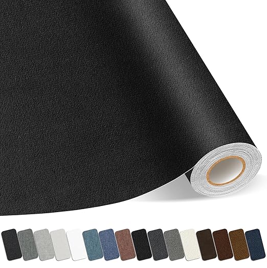 Suede Repair Patch, Large Self-Adhesive Fabric Repair Tape, Suede Fabric Repair Patch for Couch, Furniture, Car Interior, Sofa and Cushion(Black, 3.5X79 Inch)