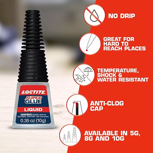 Loctite Super Glue Liquid Longneck Bottle, 10g Bottle (Pack of 2) Instant Adhesive for Plastic, Wood & Metal, Clear Superglue with Extra Long Precision Nozzle, Quick‑Dry Formula