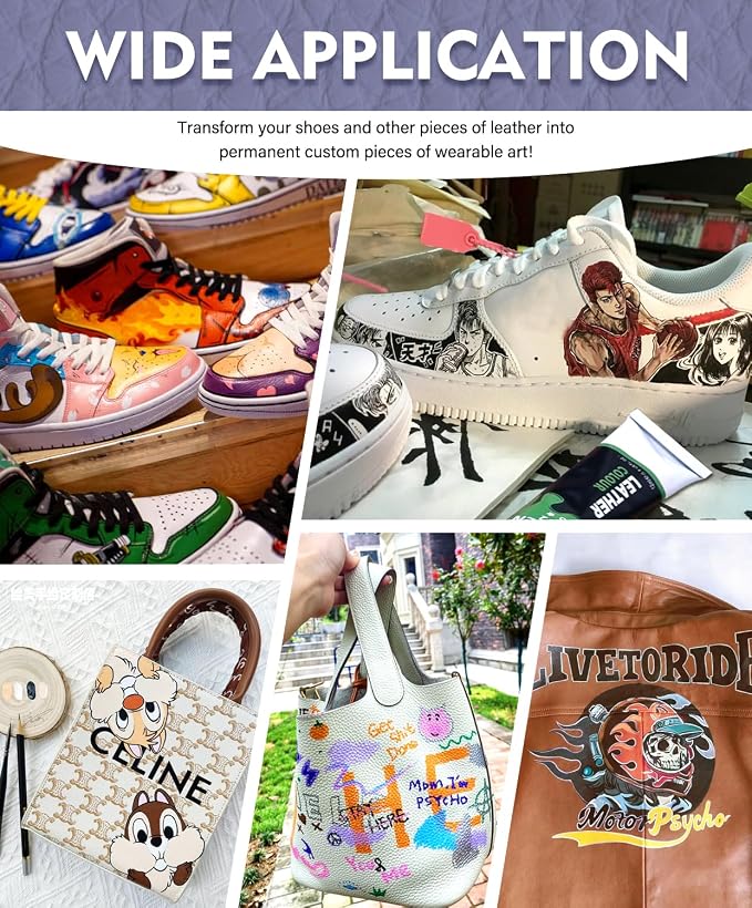 Colorful Acrylic Leather Paint for Shoe Painting- 36 Colors Leather Paint for Bag & Wallet Decor, Leather Jacket Care, Crafts DIY & Customizing Leather Projects