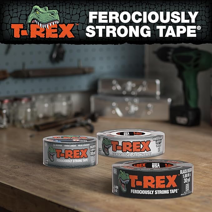 T-REX Tape Heavy Duty Duct Tape with UV Resistant & Waterproof Backing for Ferociously Strong Repairs, 1.88" x 30 yd, Gunmetal Gray, 3 Rolls